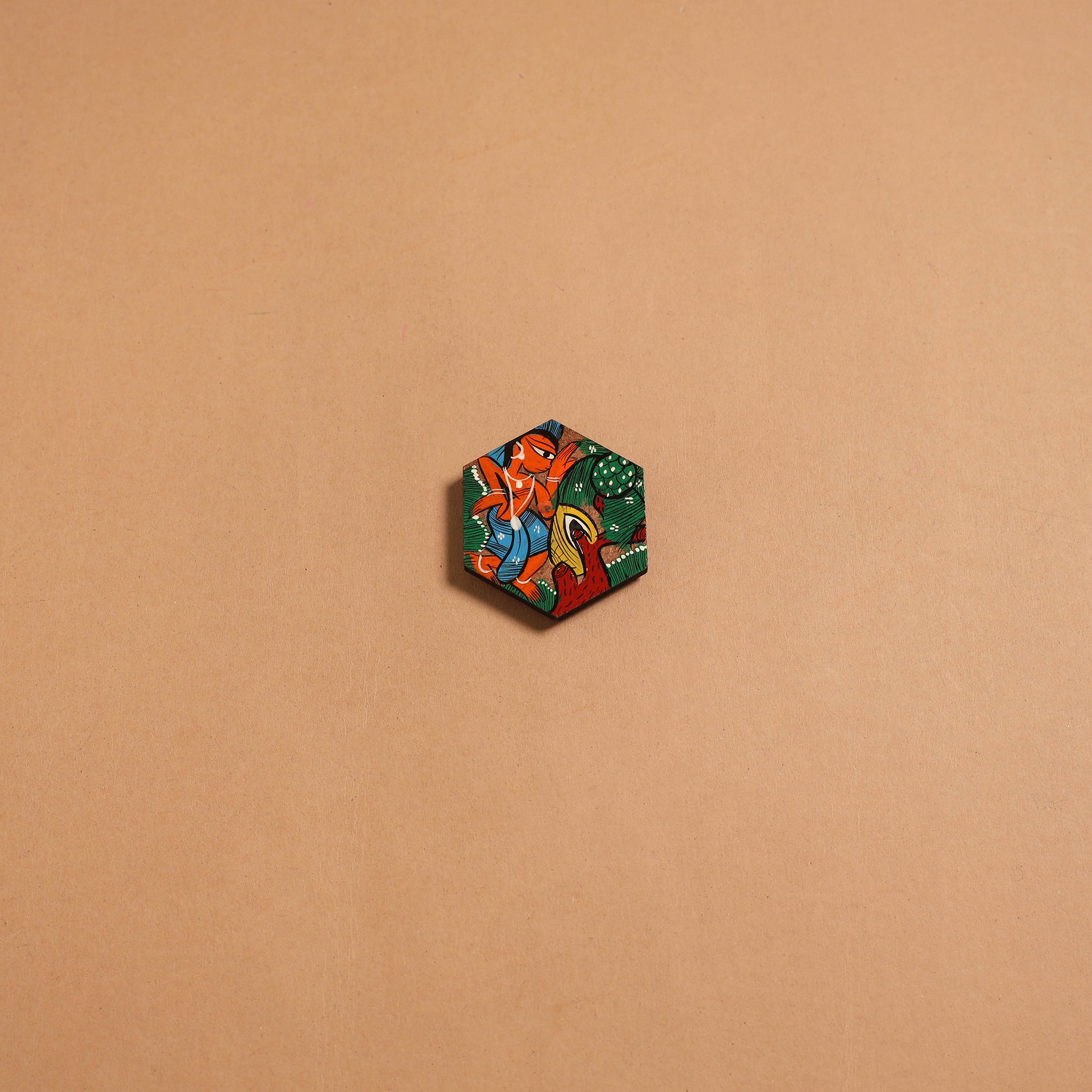 Patua handpainted wooden fridge magnet 145 - handcrafted