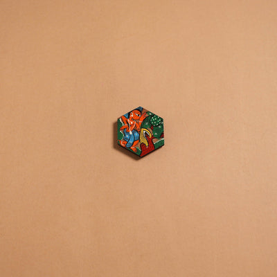 Patua handpainted wooden fridge magnet 145 - handcrafted