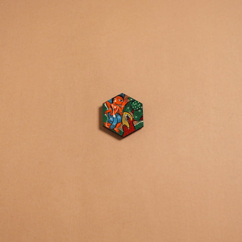 Patua handpainted wooden fridge magnet 145 - handcrafted