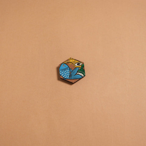 Patua handpainted wooden fridge magnet 147 - handcrafted