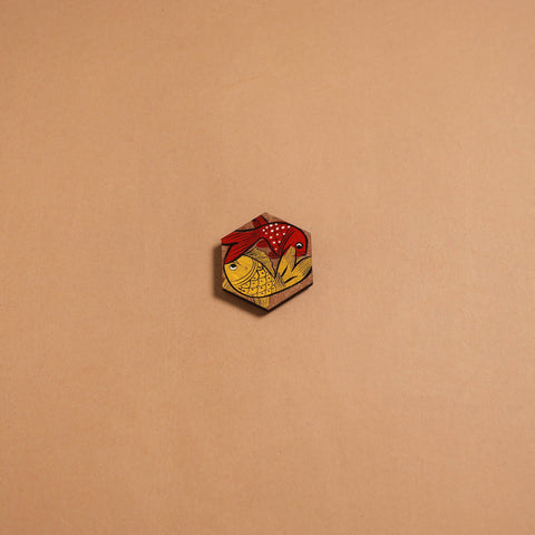 Patua handpainted wooden fridge magnet 148 - handcrafted