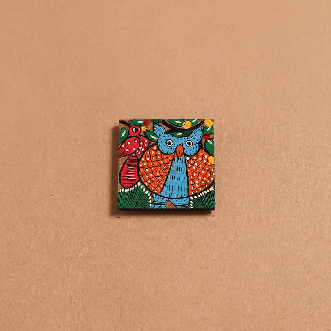 Patua handpainted wooden fridge magnet 90 - handcrafted