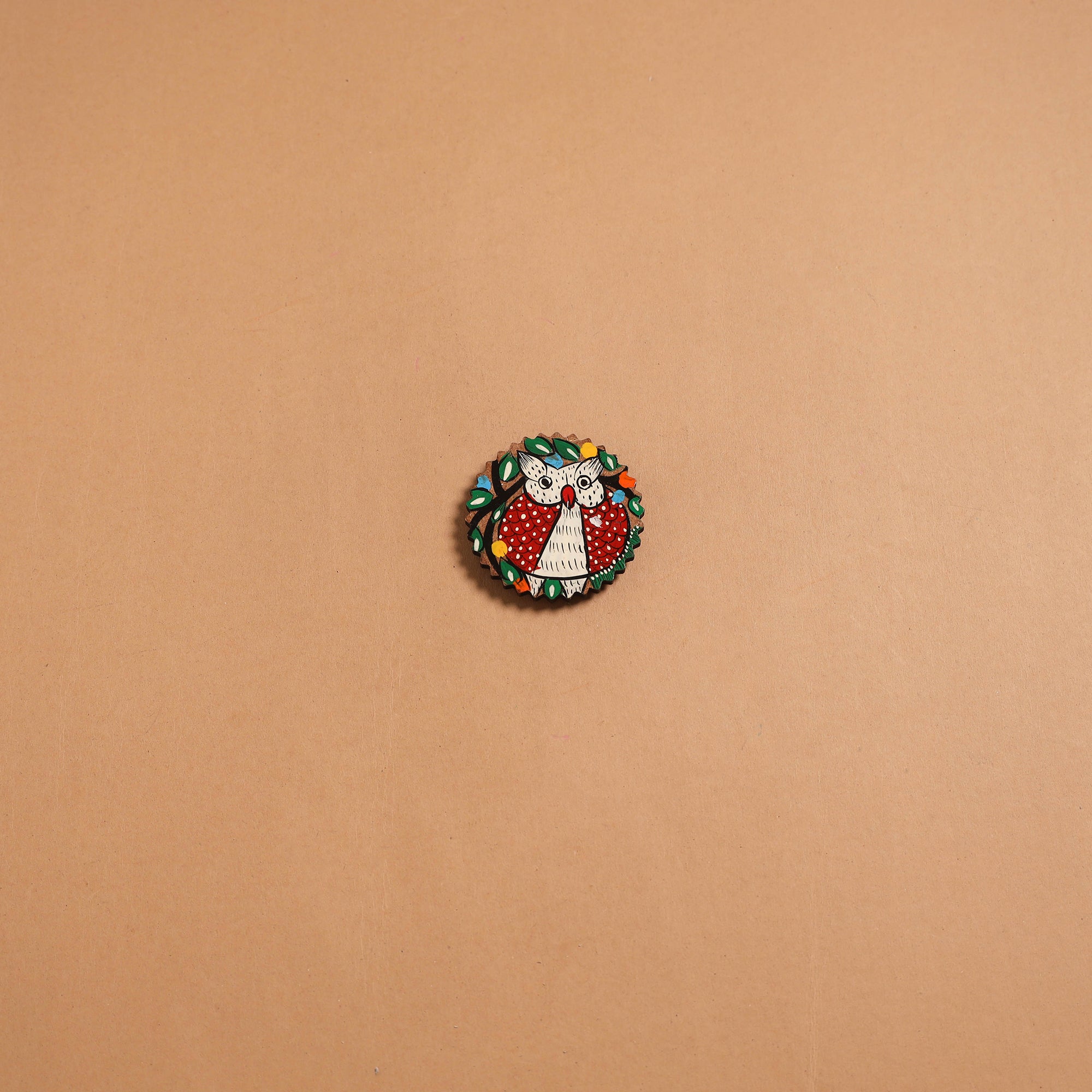 Patua handpainted wooden fridge magnet 99 - handcrafted