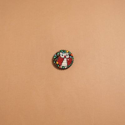 Patua handpainted wooden fridge magnet 99 - handcrafted