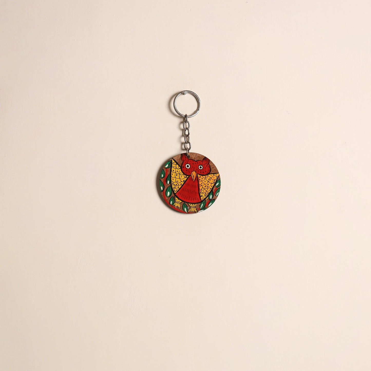Patua handpainted wooden keychain 45 - handcrafted