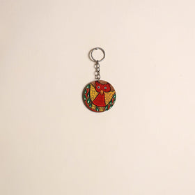 Patua handpainted wooden keychain 45 - handcrafted