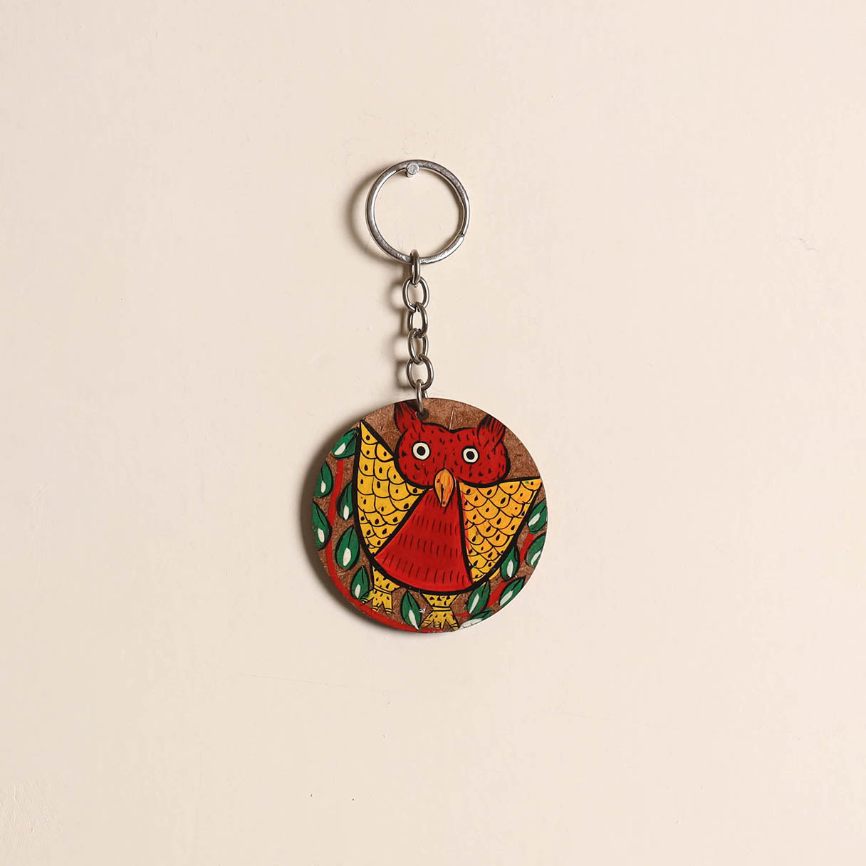 Patua handpainted wooden keychain 45 - handcrafted