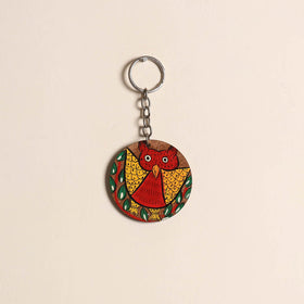 Patua handpainted wooden keychain 45 - handcrafted