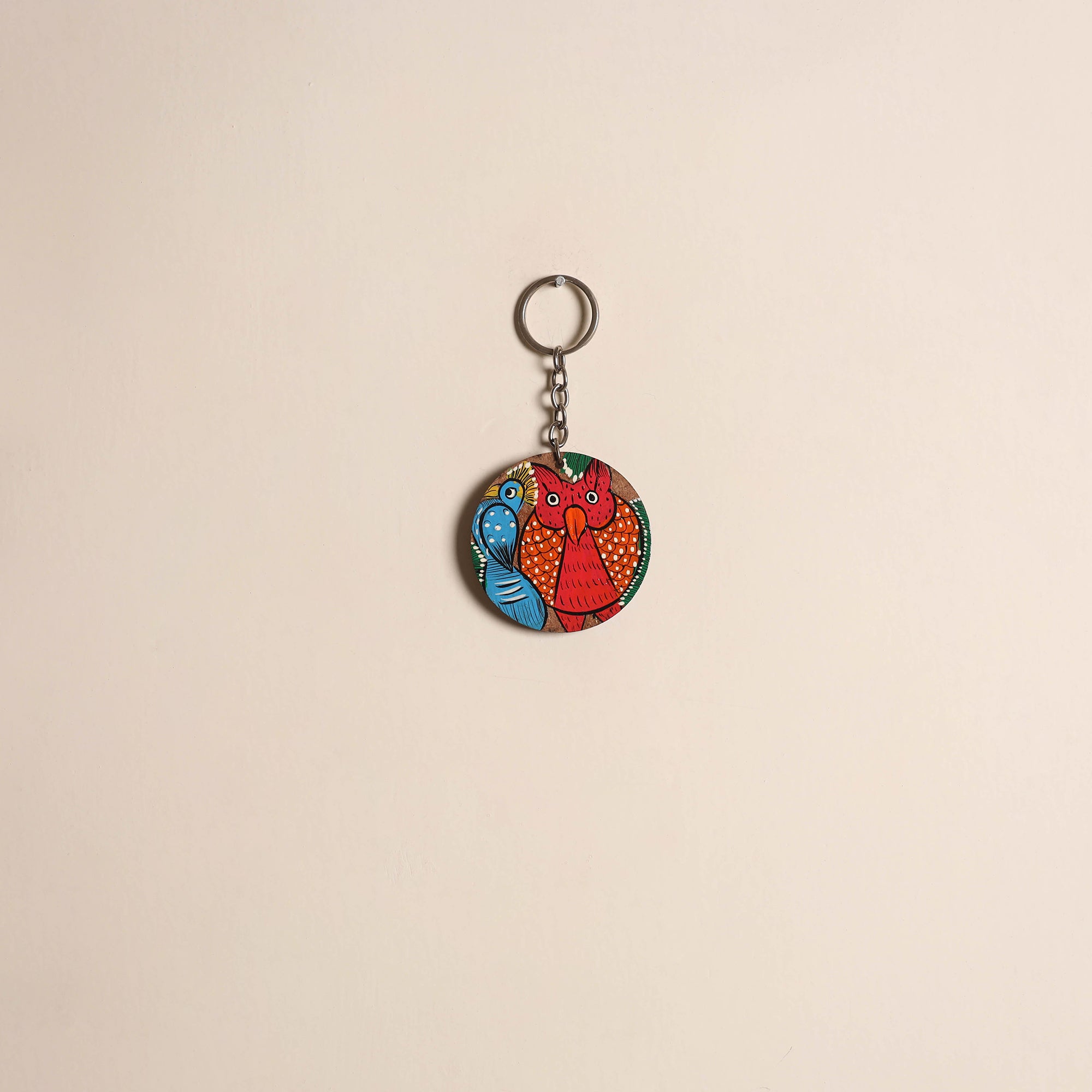 Patua handpainted wooden keychain 46 - handcrafted