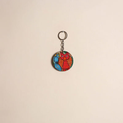 Patua handpainted wooden keychain 46 - handcrafted
