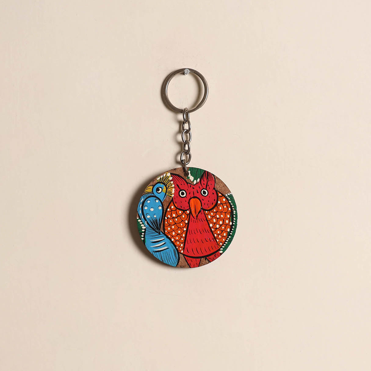 Patua handpainted wooden keychain 46 - handcrafted