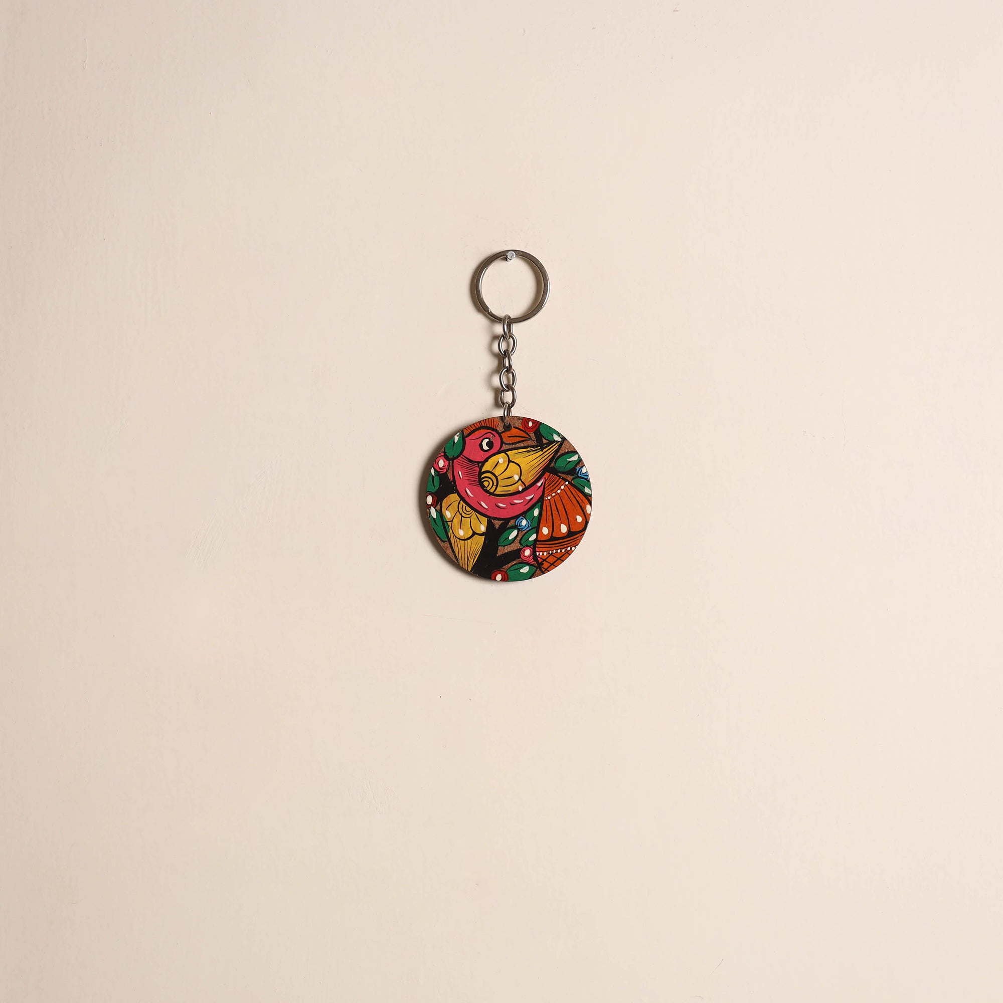 Patua handpainted wooden keychain 47 - handcrafted