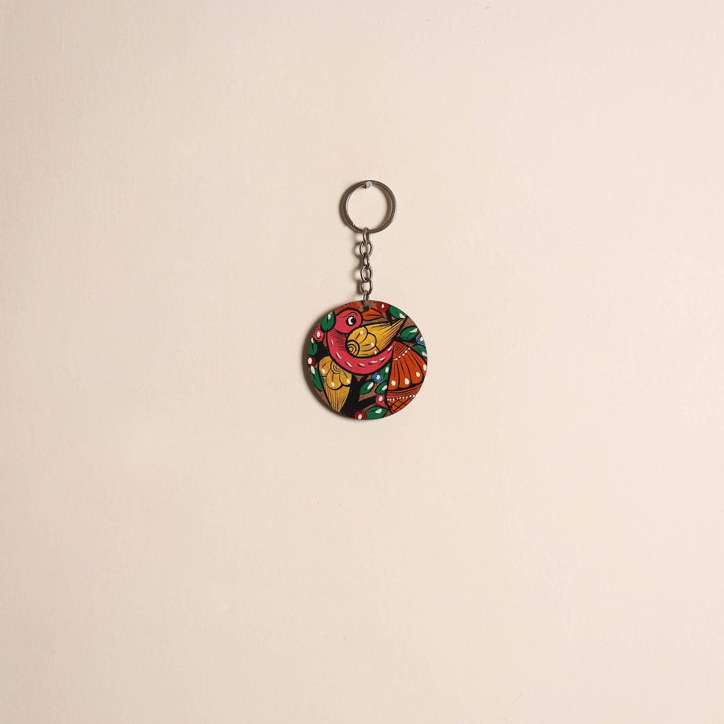 Patua handpainted wooden keychain 47 - handcrafted