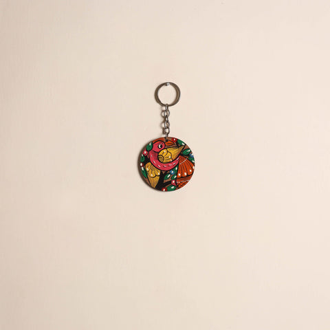 Patua handpainted wooden keychain 47 - handcrafted