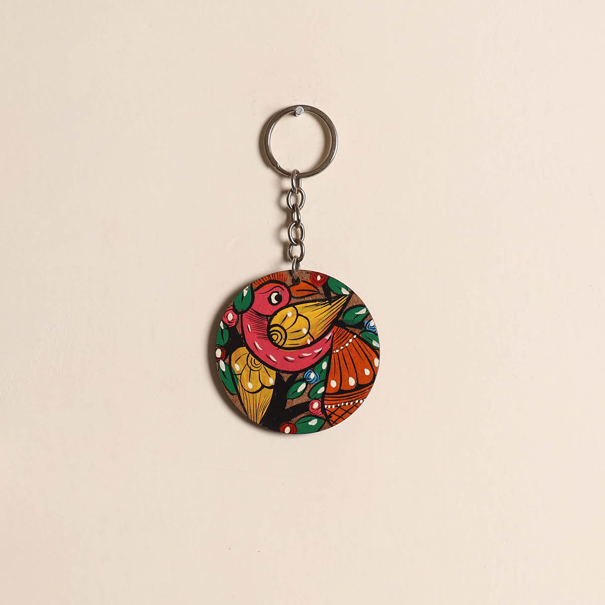 Patua handpainted wooden keychain 47 - handcrafted