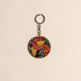 Patua handpainted wooden keychain 47 - handcrafted
