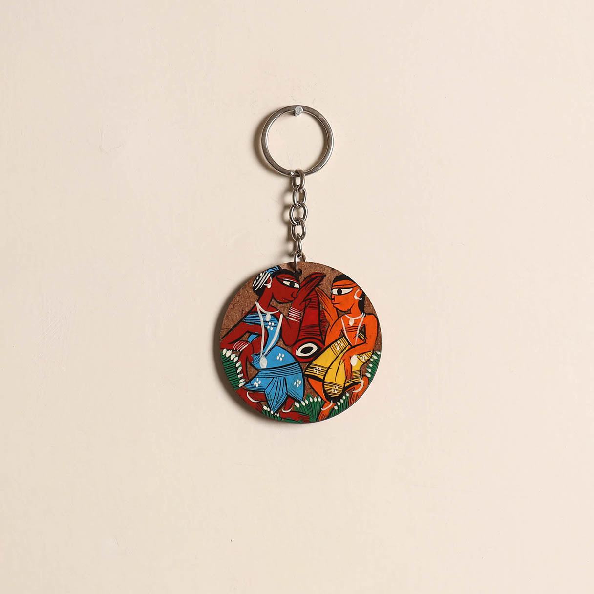 Patua handpainted wooden keychain 48 - handcrafted