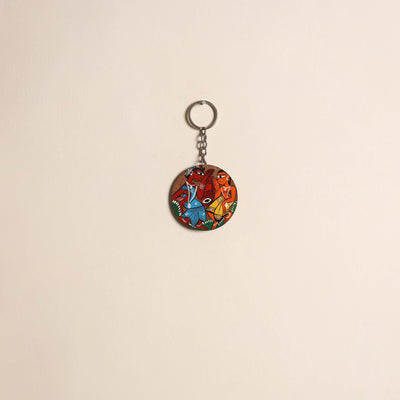 Patua handpainted wooden keychain 48 - handcrafted