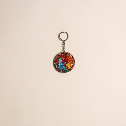 Patua handpainted wooden keychain 48 - handcrafted