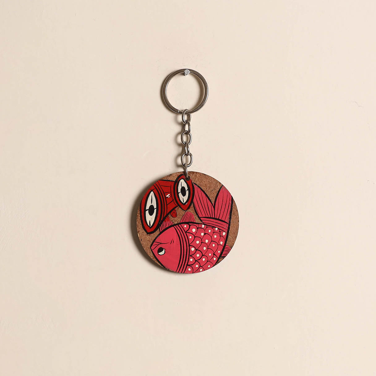 Patua handpainted wooden keychain 49 - handcrafted