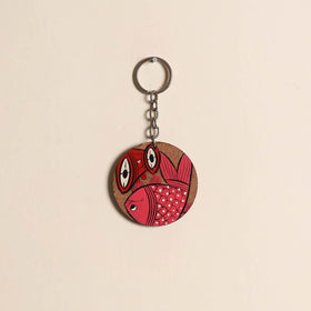 Patua handpainted wooden keychain 49 - handcrafted