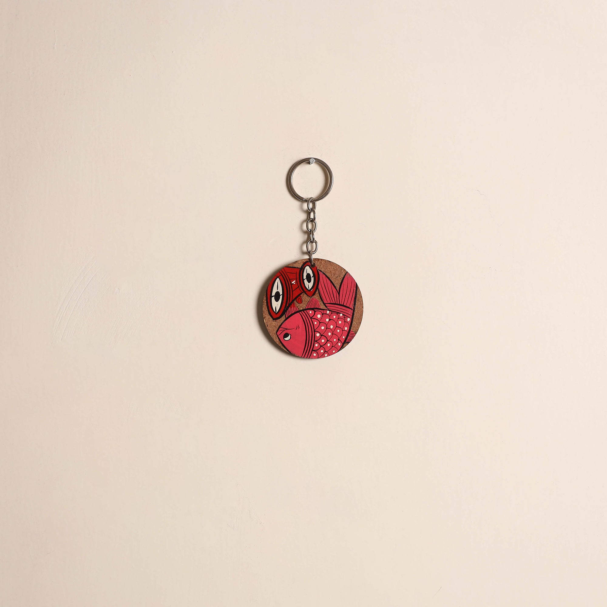 Patua handpainted wooden keychain 49 - handcrafted