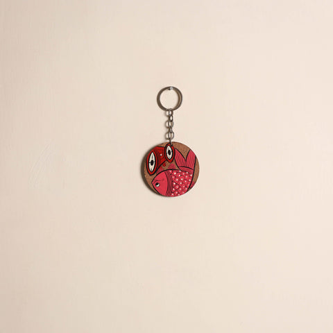 Patua handpainted wooden keychain 49 - handcrafted
