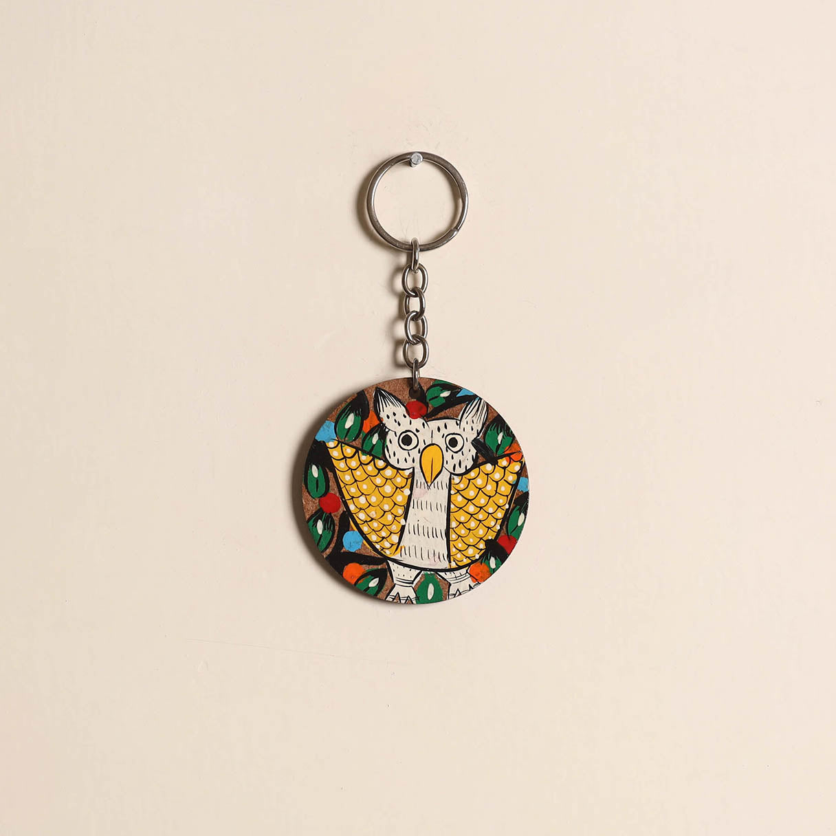 Patua handpainted wooden keychain 51 - handcrafted
