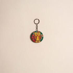 Patua handpainted wooden keychain 52 - handcrafted