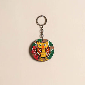 Patua handpainted wooden keychain 52 - handcrafted