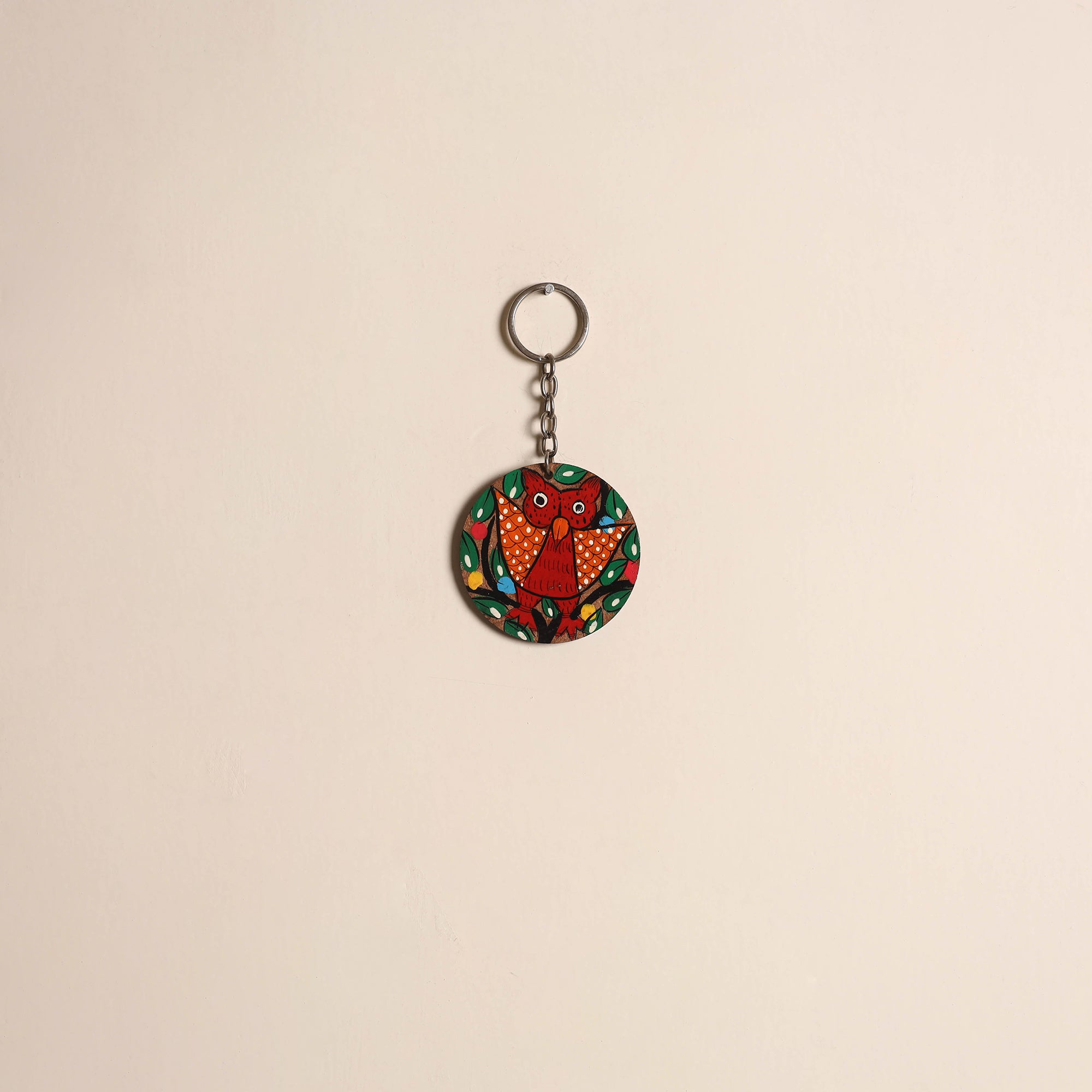 Patua handpainted wooden keychain 53 - handcrafted