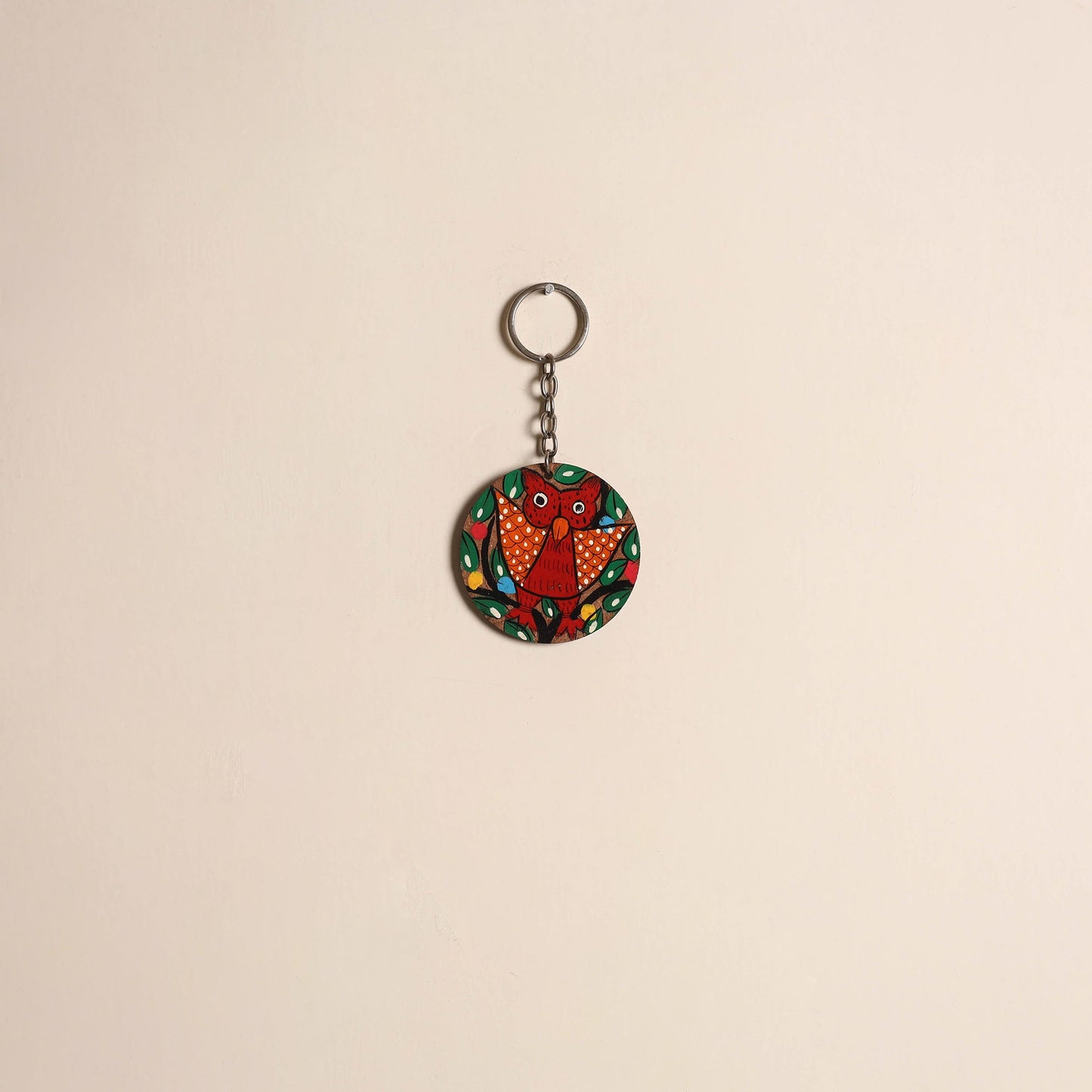 Patua handpainted wooden keychain 53 - handcrafted