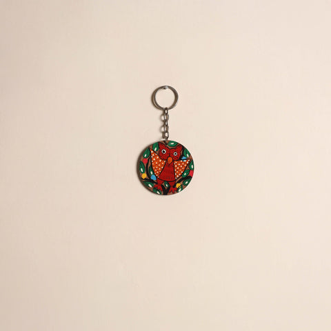 Patua handpainted wooden keychain 53 - handcrafted