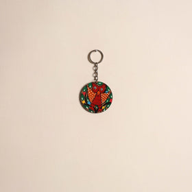Patua handpainted wooden keychain 53 - handcrafted