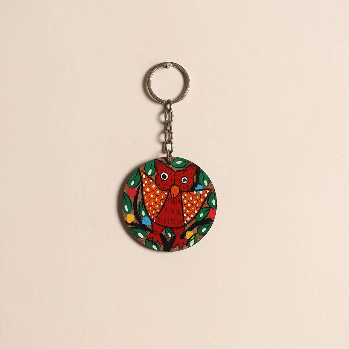 Patua handpainted wooden keychain 53 - handcrafted