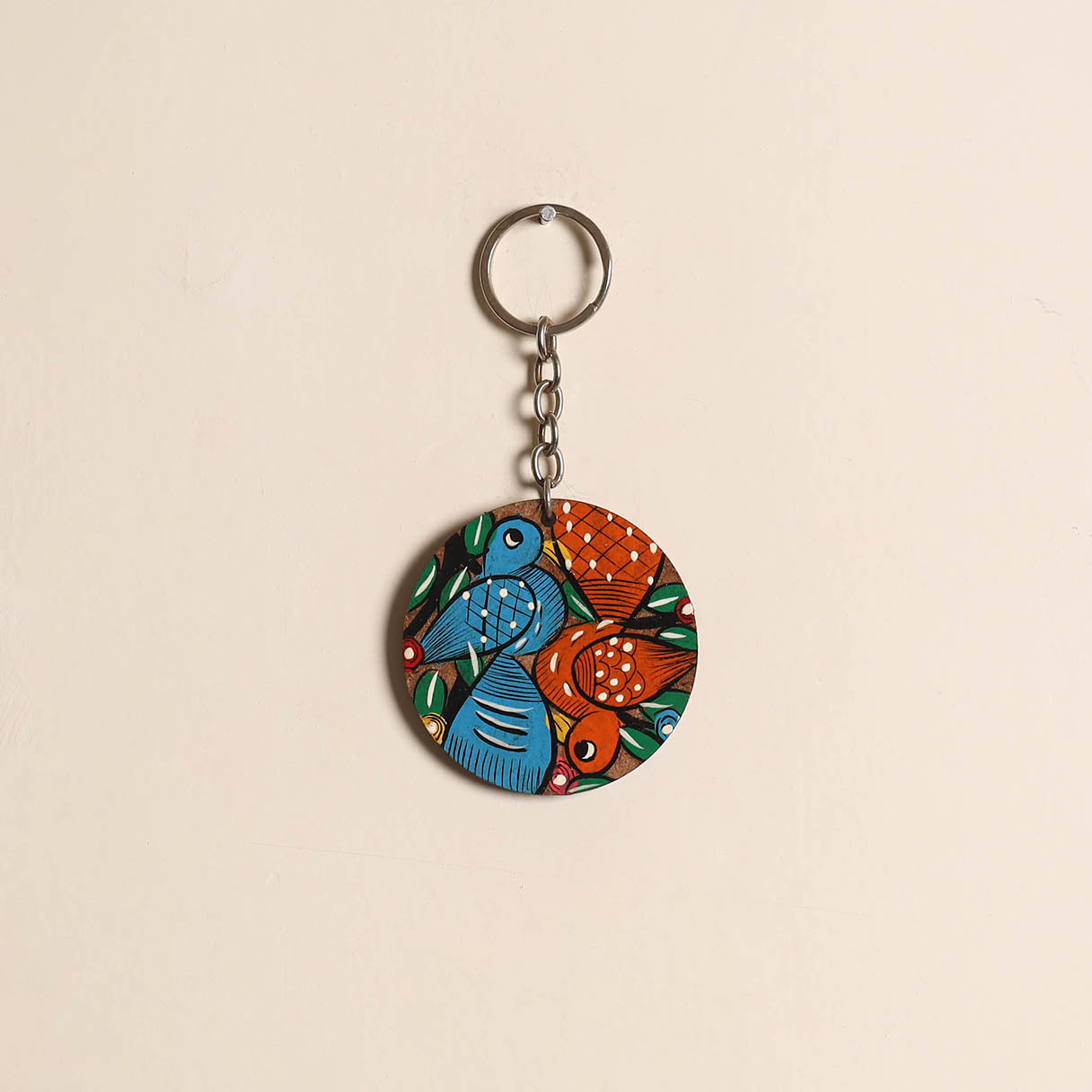 Patua handpainted wooden keychain 54 - handcrafted
