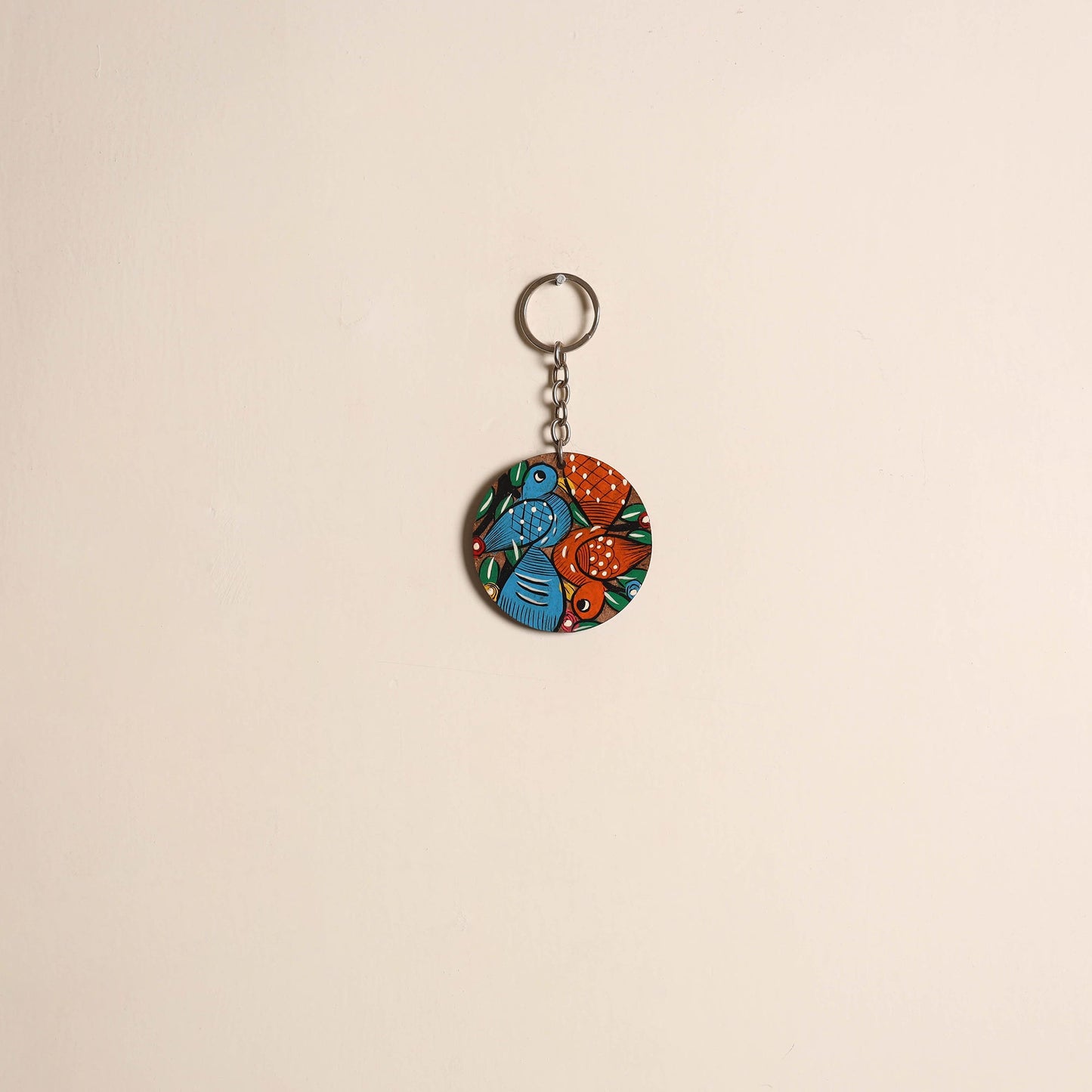 Patua handpainted wooden keychain 54 - handcrafted