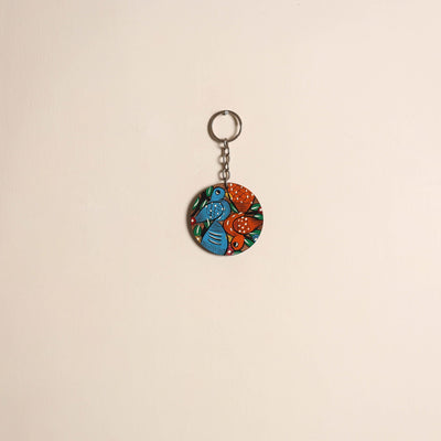 Patua handpainted wooden keychain 54 - handcrafted