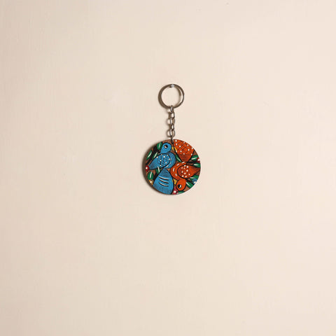 Patua handpainted wooden keychain 54 - handcrafted