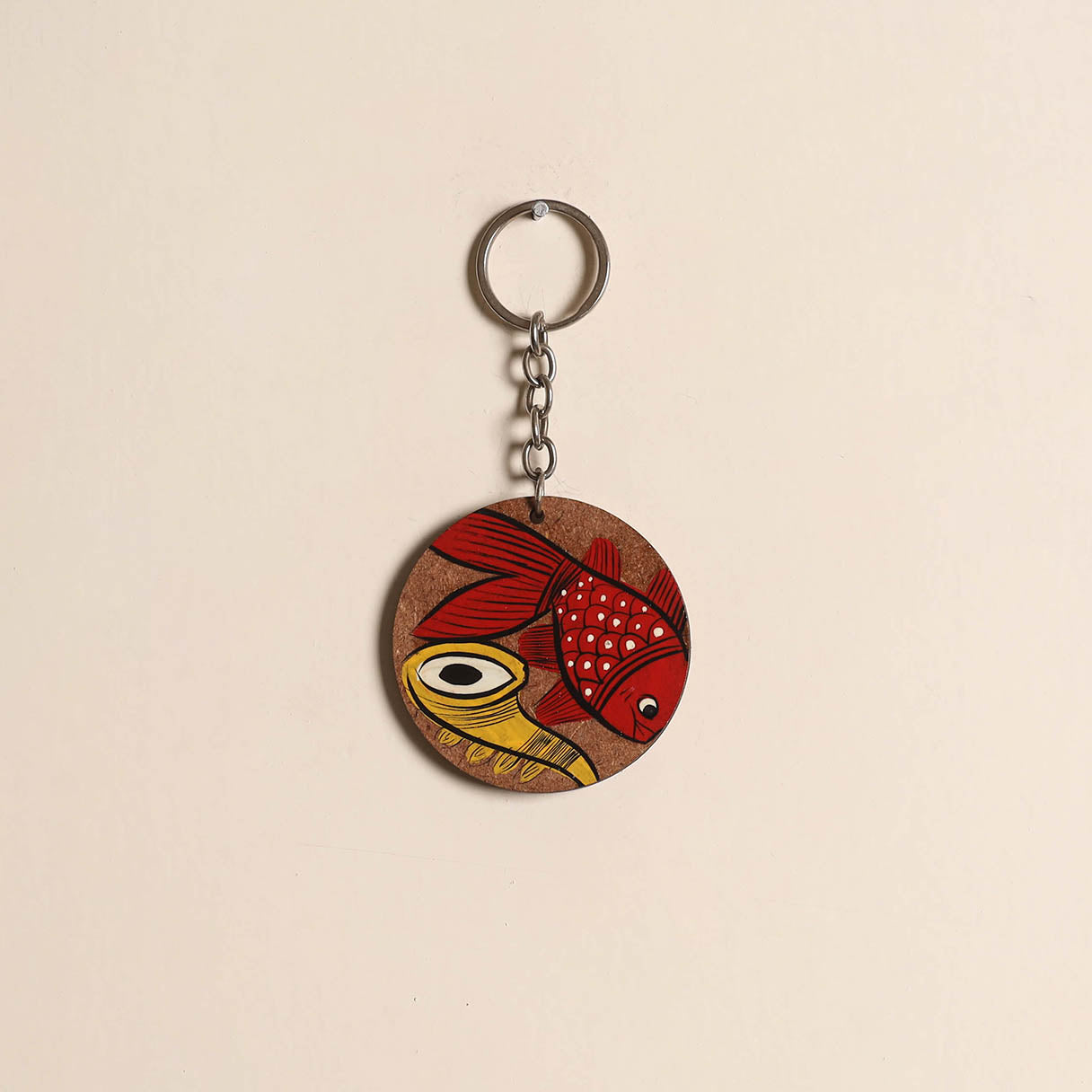 Patua handpainted wooden keychain 55 - handcrafted