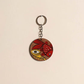 Patua handpainted wooden keychain 55 - handcrafted