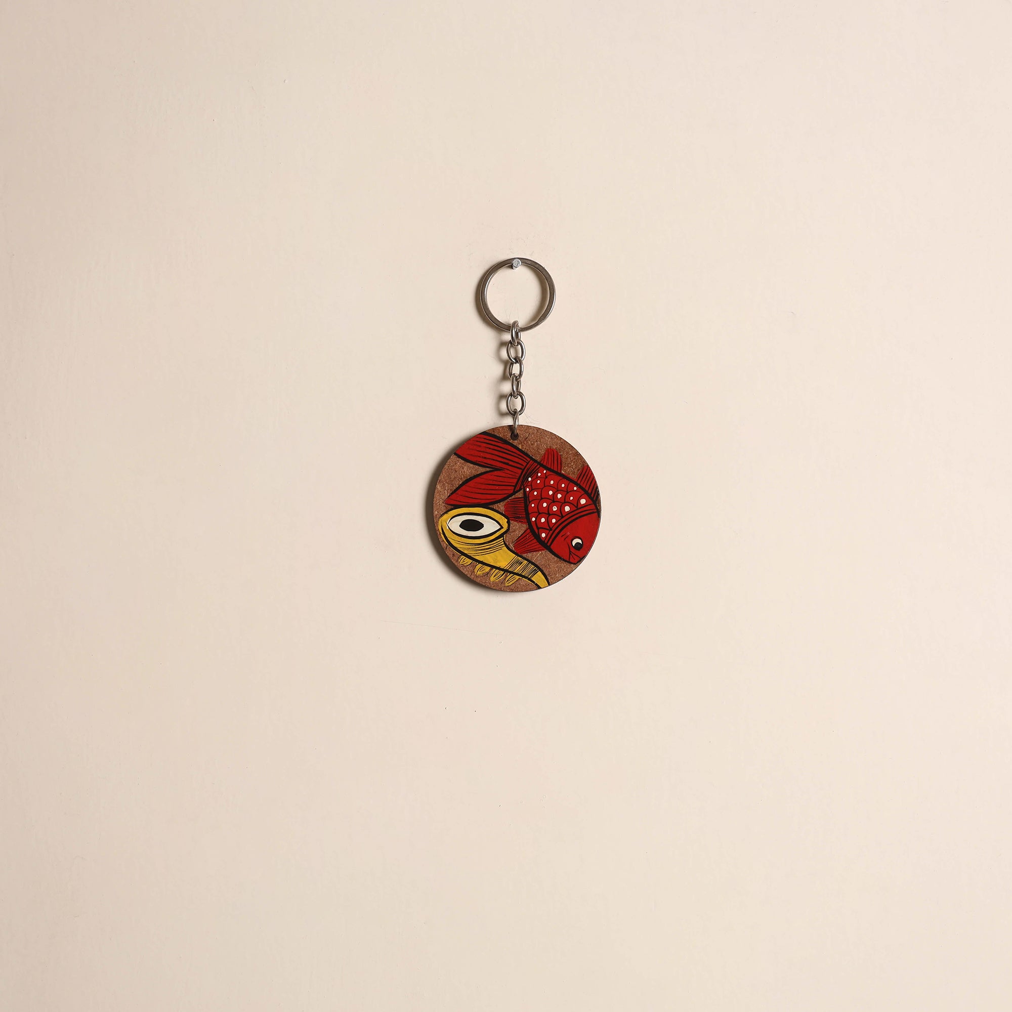 Patua handpainted wooden keychain 55 - handcrafted