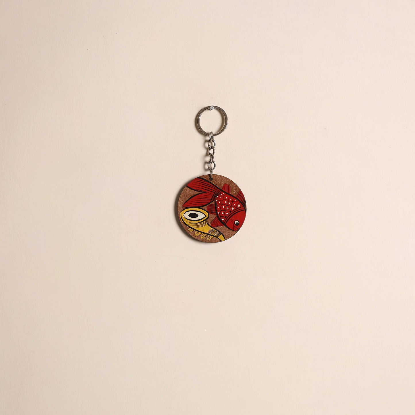 Patua handpainted wooden keychain 55 - handcrafted