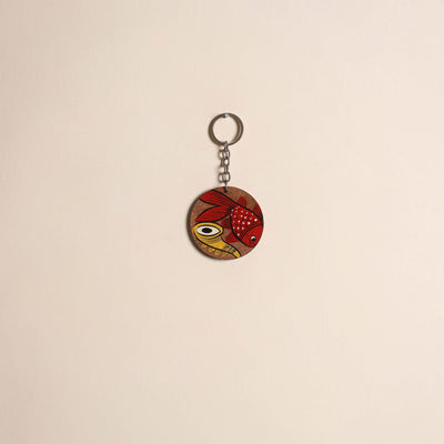 Patua handpainted wooden keychain 55 - handcrafted