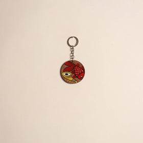 Patua handpainted wooden keychain 55 - handcrafted