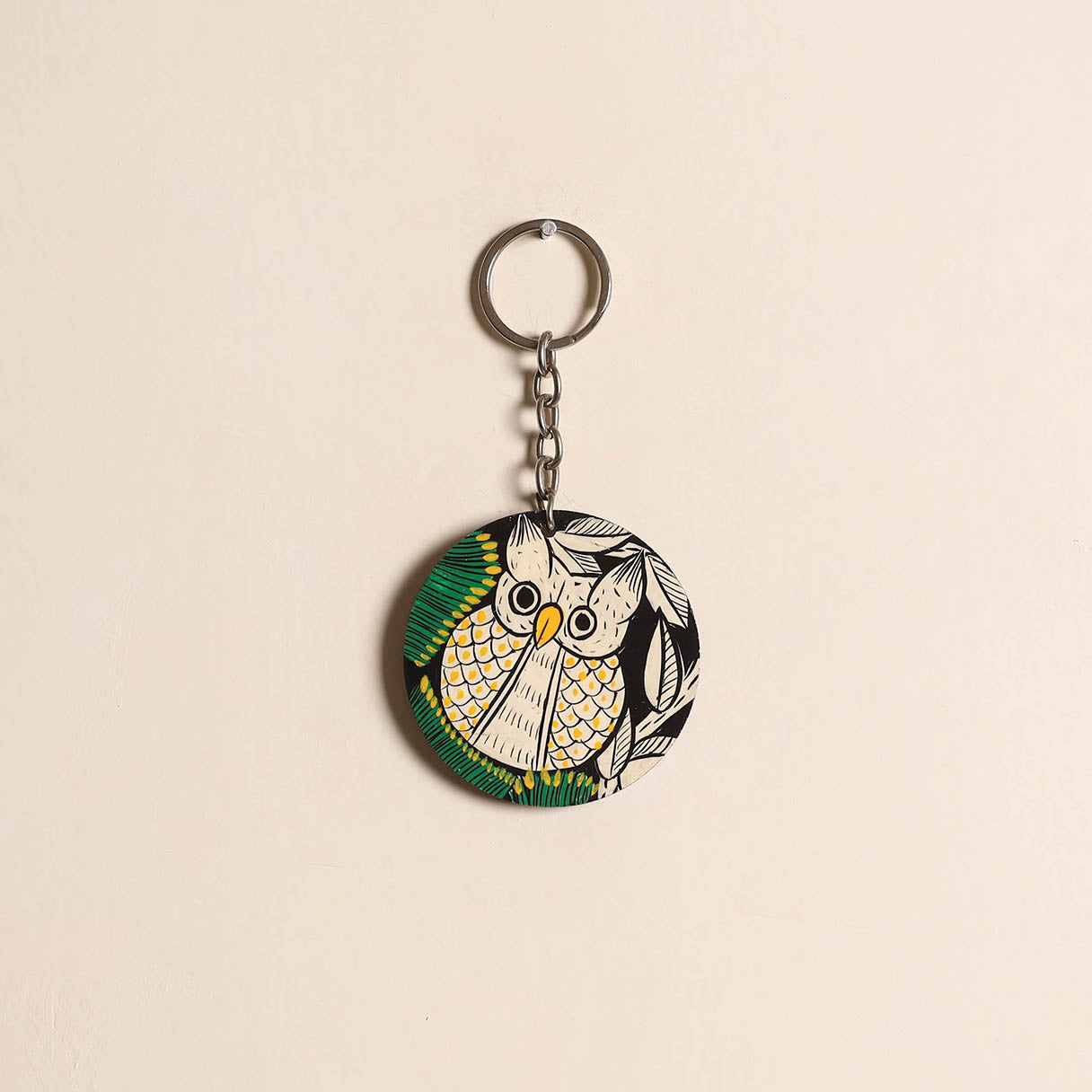 Patua handpainted wooden keychain 57 - handcrafted