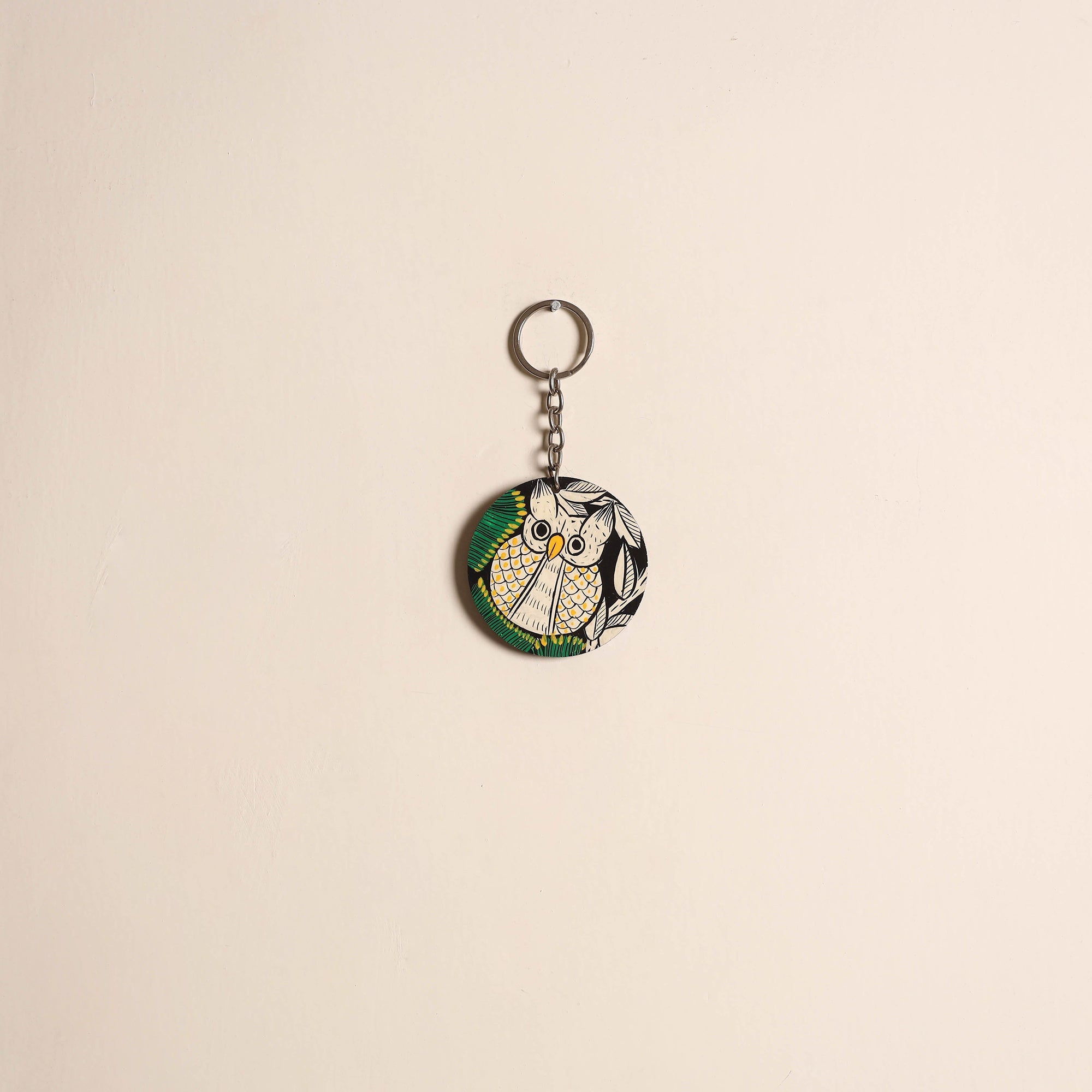 Patua handpainted wooden keychain 57 - handcrafted