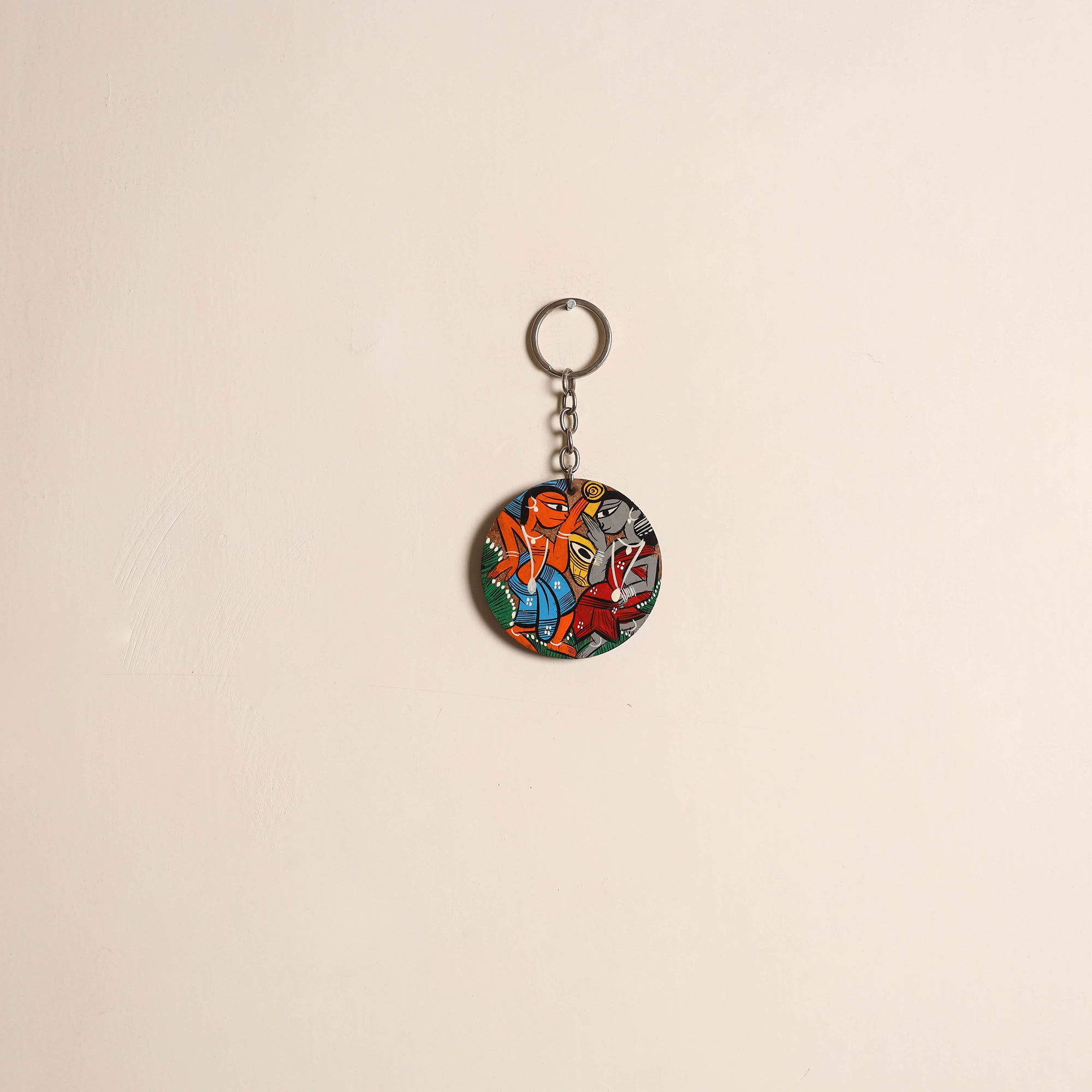 Patua handpainted wooden keychain 58 - handcrafted