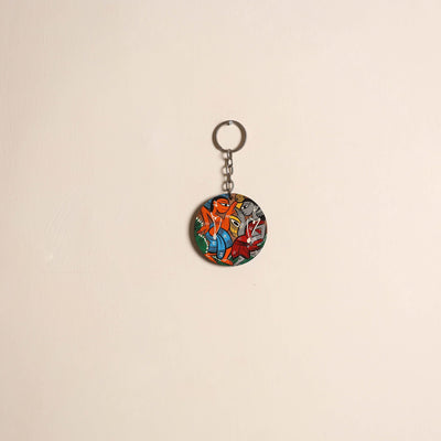 Patua handpainted wooden keychain 58 - handcrafted