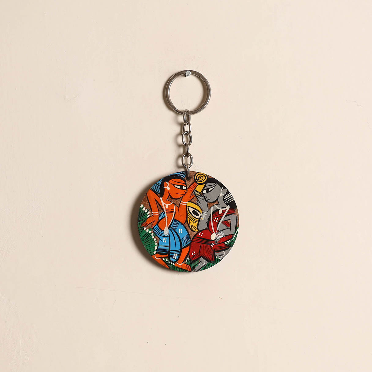Patua handpainted wooden keychain 58 - handcrafted